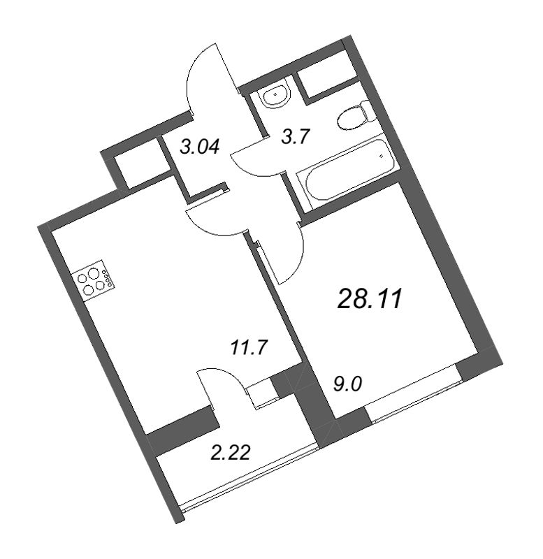 1 ккв 28,1 м²