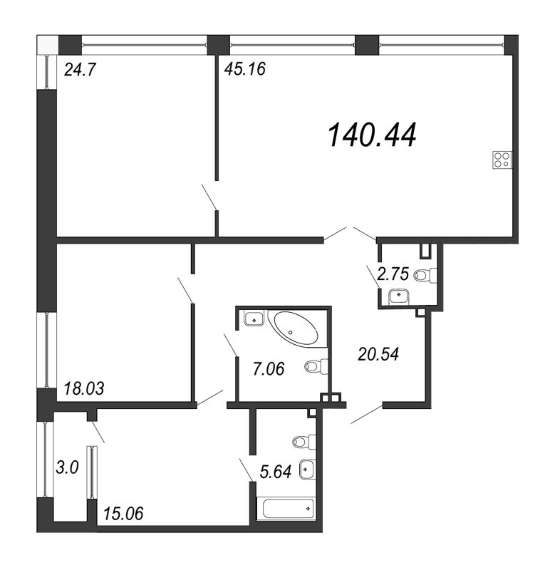 4 ккв (Евро) 140,4 м²