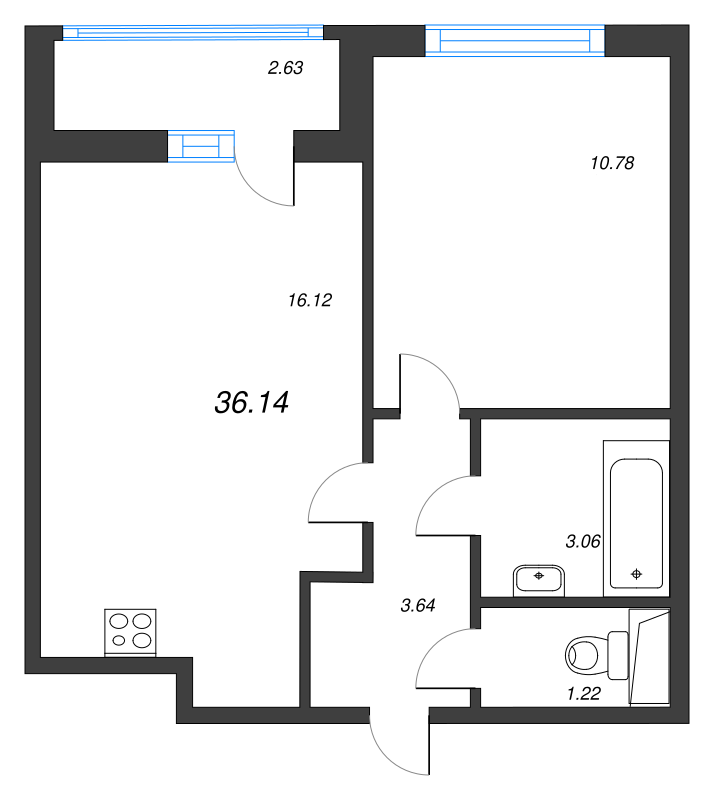 2 ккв (Евро) 37 м²