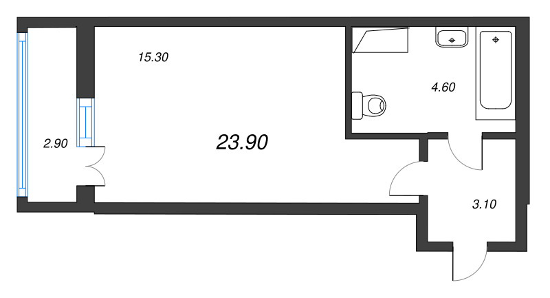Студия 24 м²