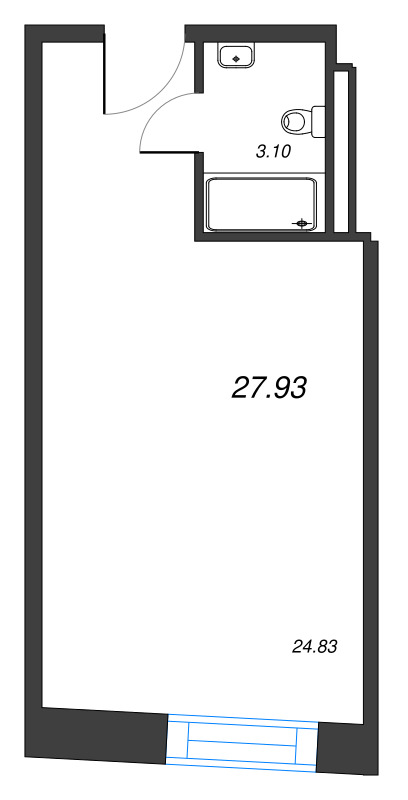 Студия 27,9 м²