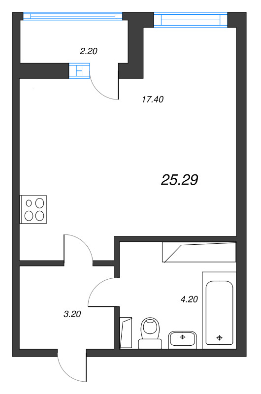Студия 26,1 м²