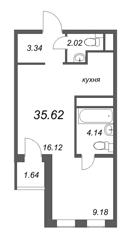 2 ккв (Евро) 35,6 м²