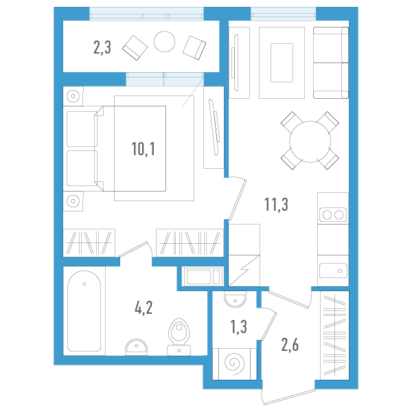 1 ккв 30,7 м²