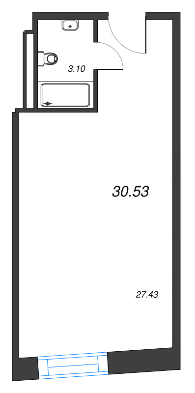Студия 30,5 м²