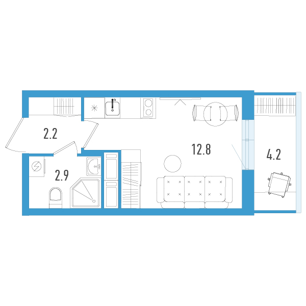 Студия 19,2 м²
