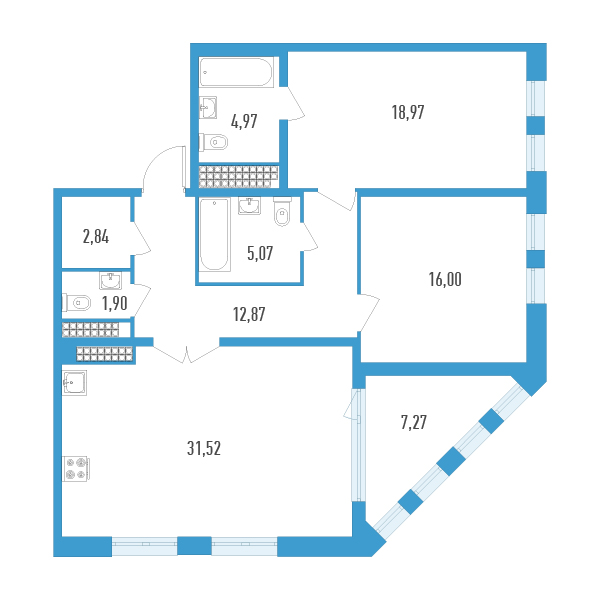 3 ккв (Евро) 97,1 м²