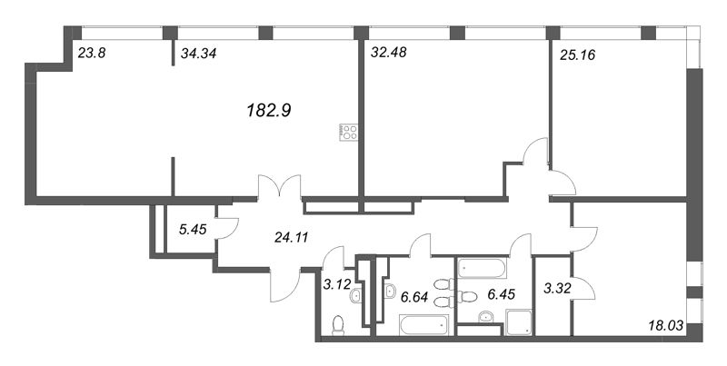 5 ккв (Евро) 182,9 м²