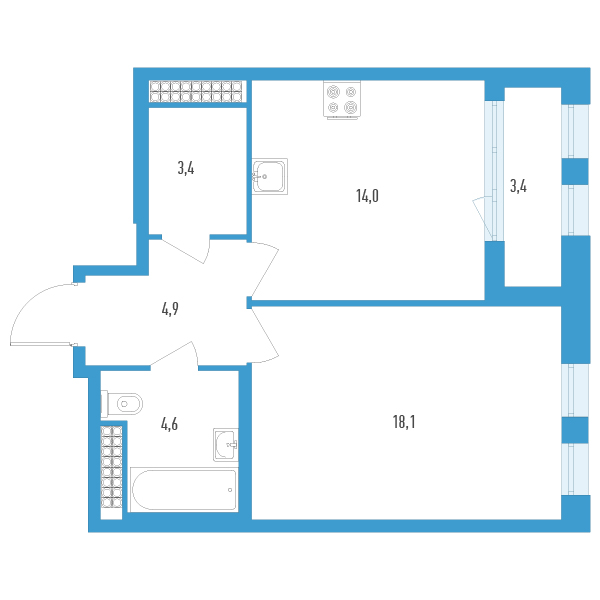 1 ккв 46,7 м²