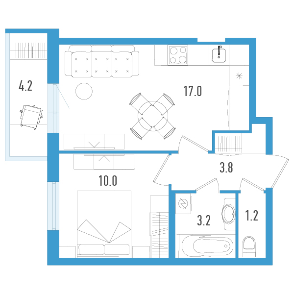 2 ккв (Евро) 36,5 м²