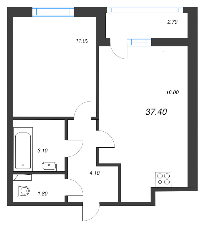 2 ккв (Евро) 37,4 м²
