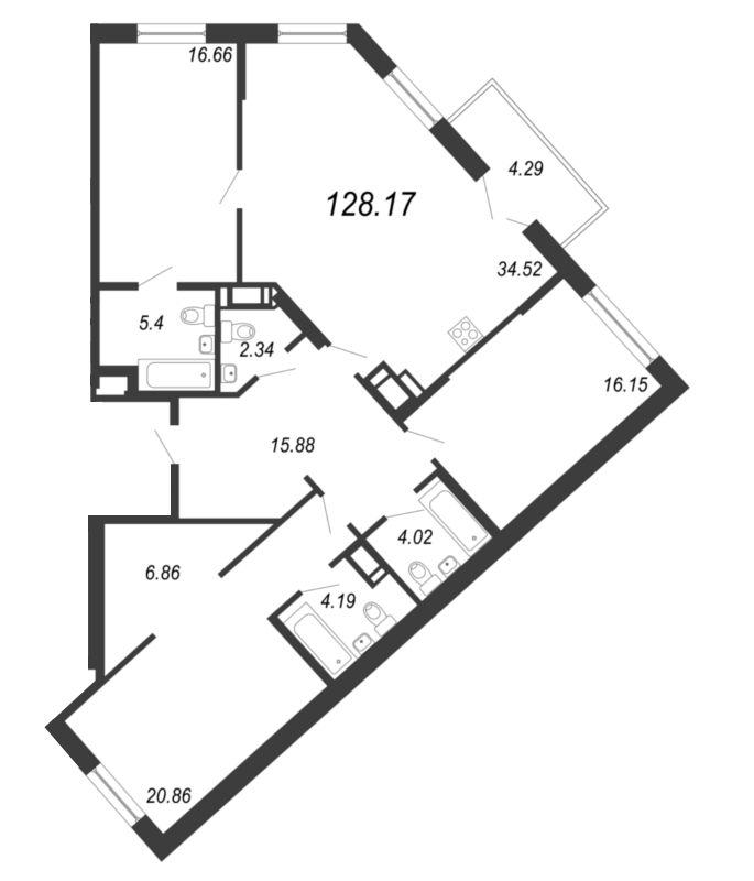 4 ккв (Евро) 127,8 м²