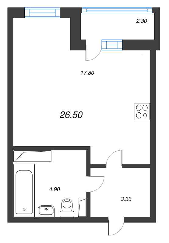 Студия 26,4 м²