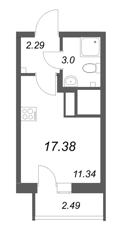 Студия 17,4 м²