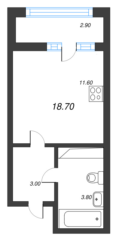 Студия 19,3 м²