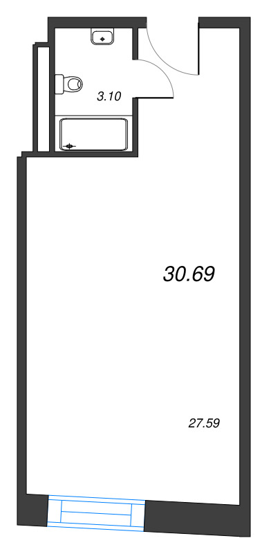 Студия 30,7 м²
