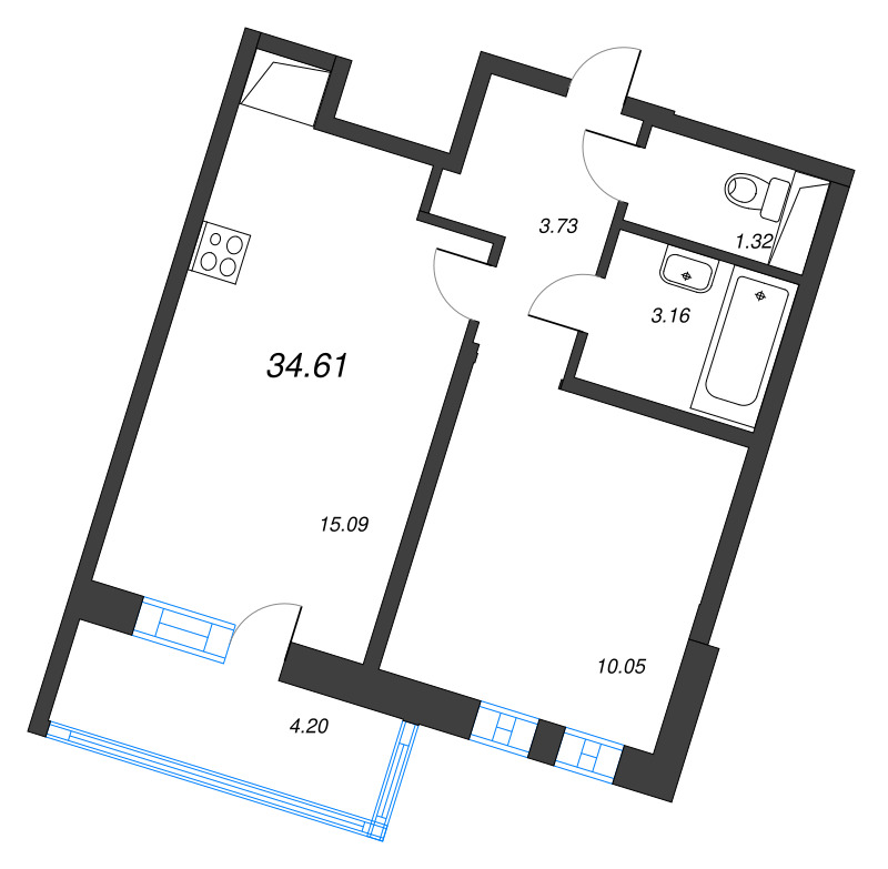 2 ккв (Евро) 34,6 м²