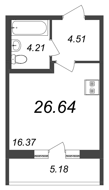 Студия 27,2 м²
