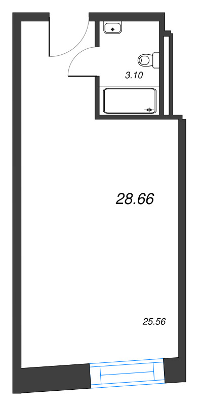 Студия 28,7 м²