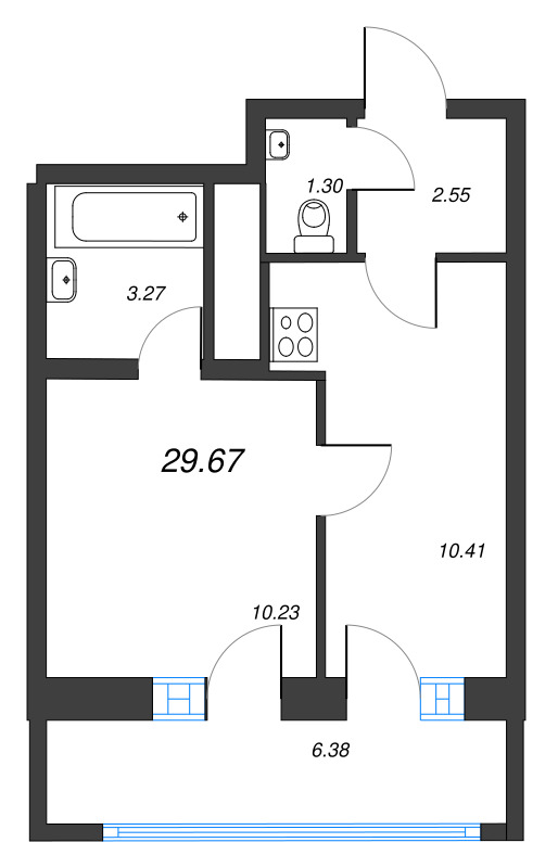 1 ккв 29,7 м²