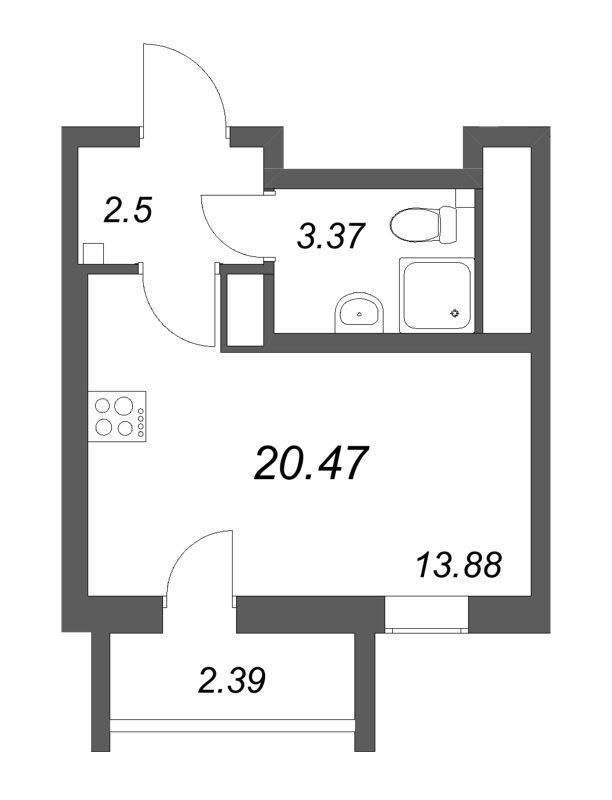 Студия 20,5 м²