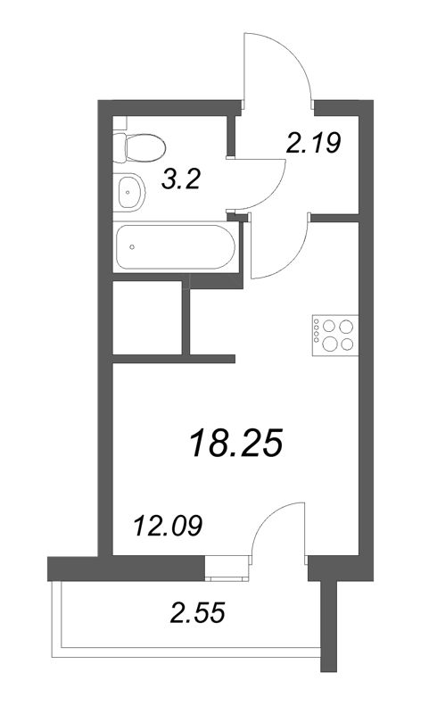 Студия 18,3 м²