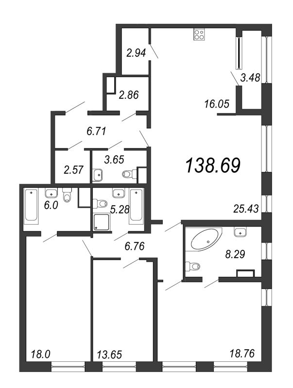 4 ккв (Евро) 138,7 м²