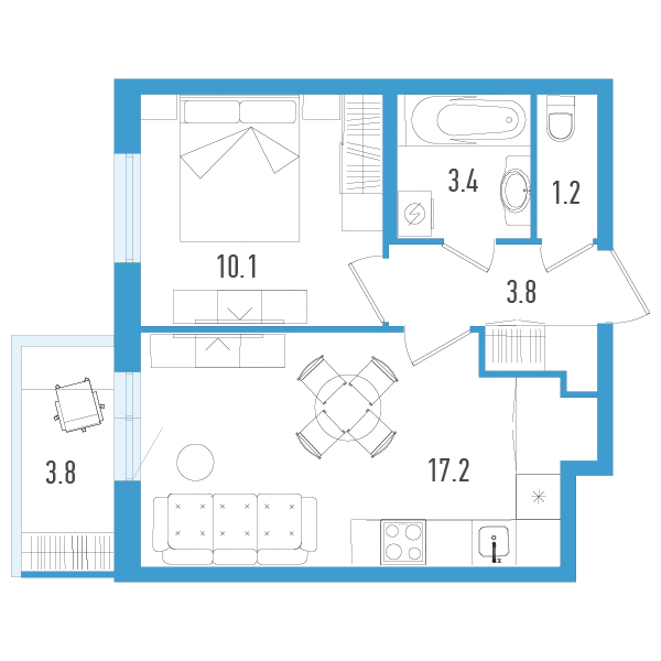 2 ккв (Евро) 36,8 м²