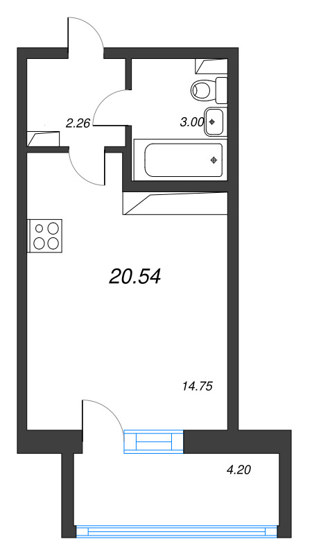 Студия 20,5 м²