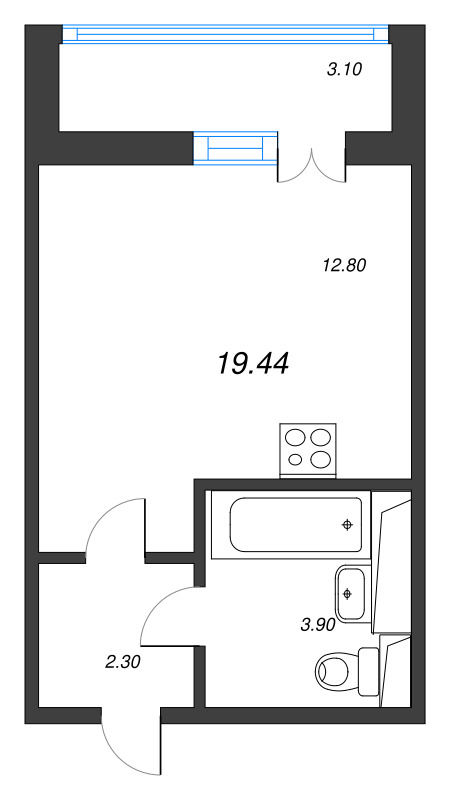 Студия 20,6 м²