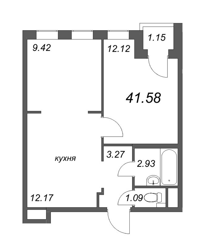 2 ккв (Евро) 41,6 м²