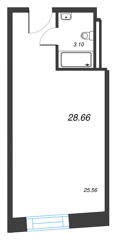Студия 28,7 м²