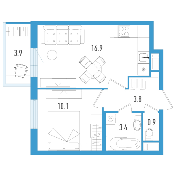 2 ккв (Евро) 36,3 м²