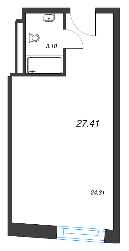 Студия 27,4 м²