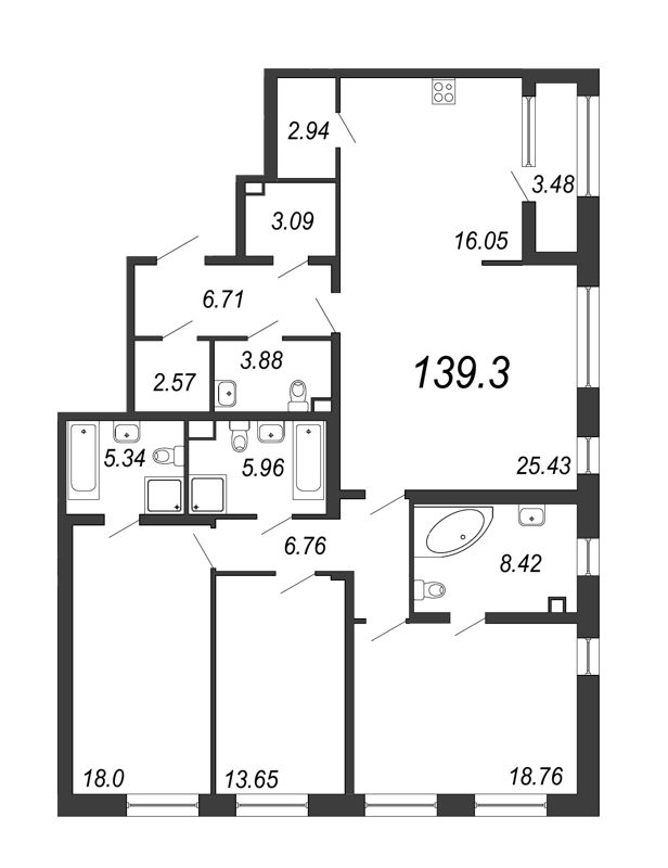4 ккв (Евро) 139,3 м²