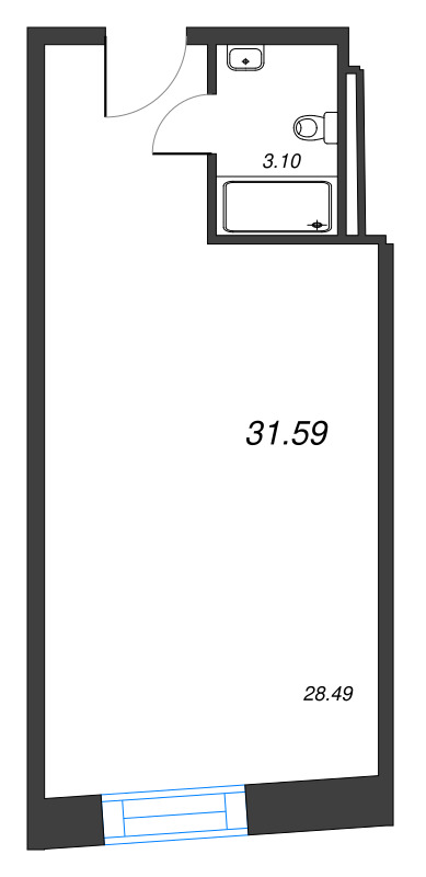 Студия 31,6 м²