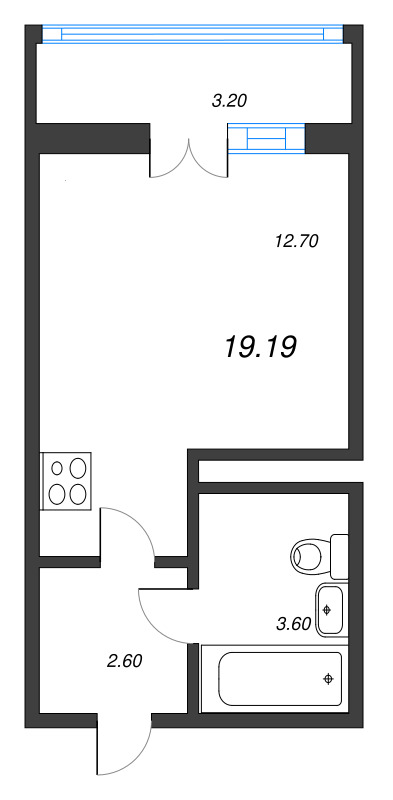 Студия 20 м²