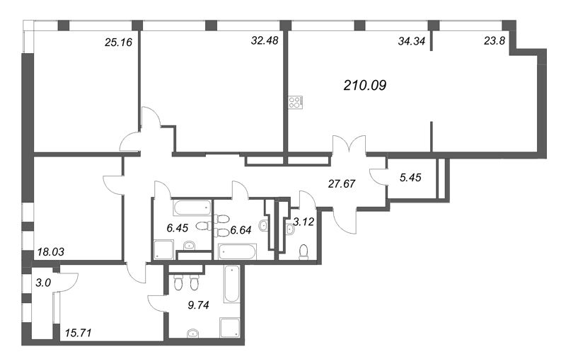 6 ккв (Евро) 210,1 м²