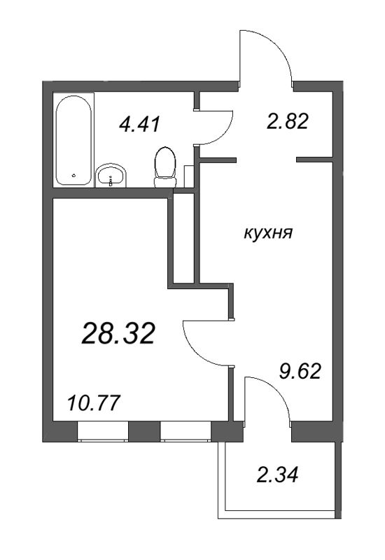 1 ккв 28,3 м²