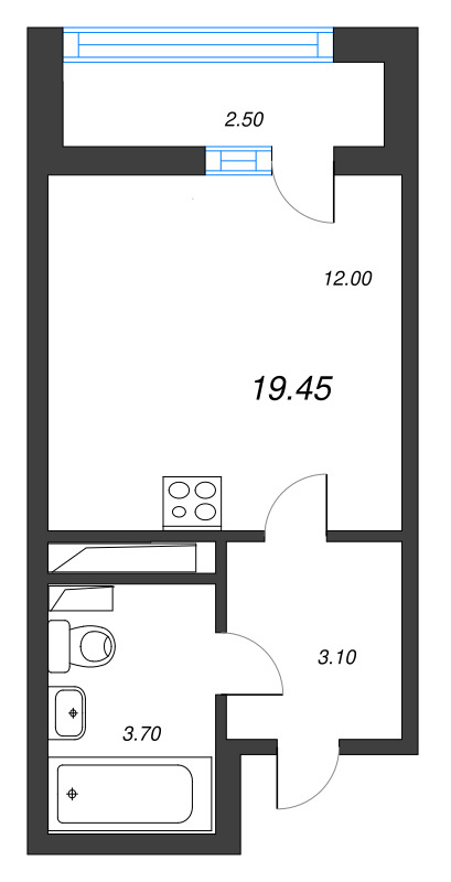 Студия 20,1 м²