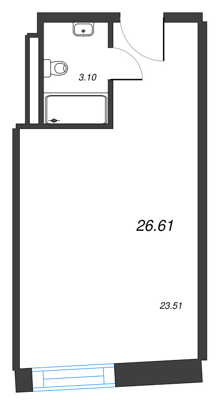 Студия 26,6 м²