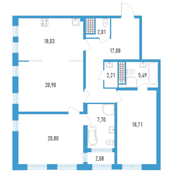 3 ккв (Евро) 113 м²