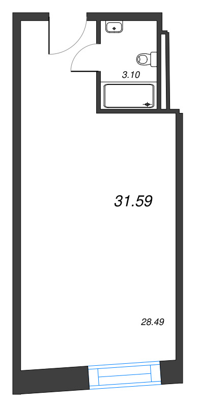 Студия 31,6 м²