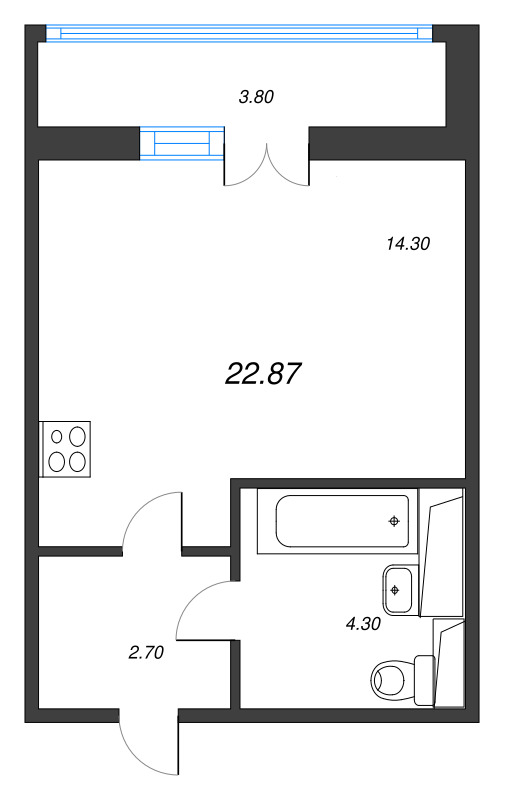 Студия 23,4 м²