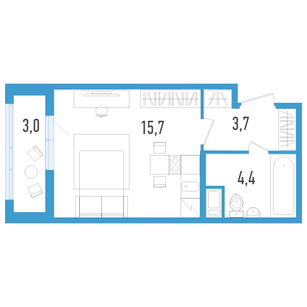 Студия 24,8 м²