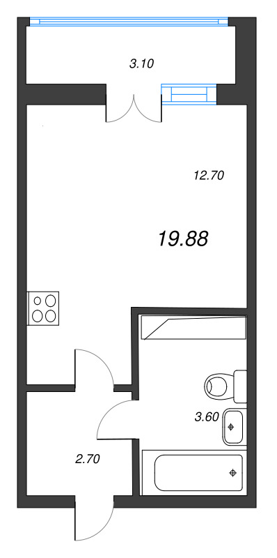 Студия 20,5 м²