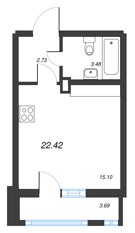 Студия 22,4 м²
