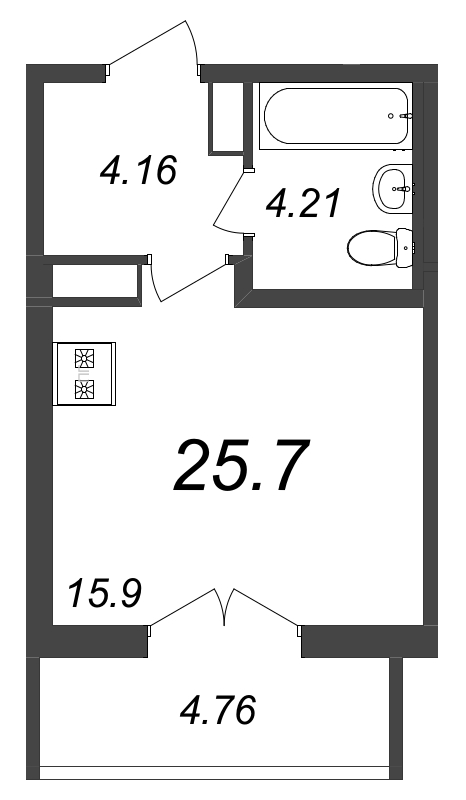Студия 26 м²