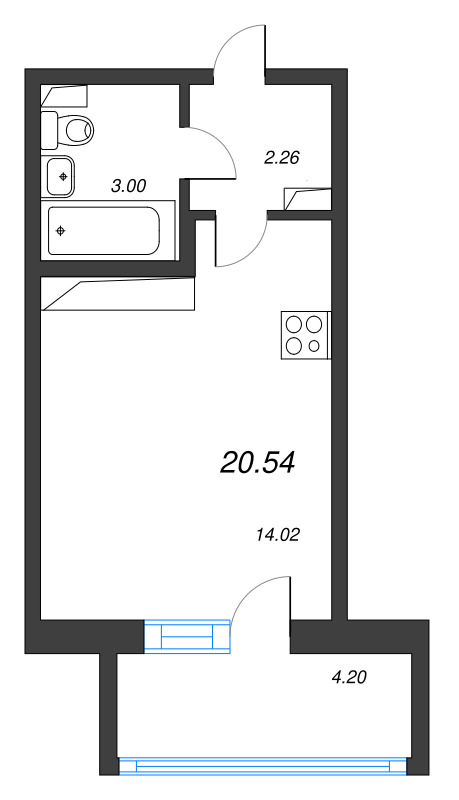 Студия 20,5 м²