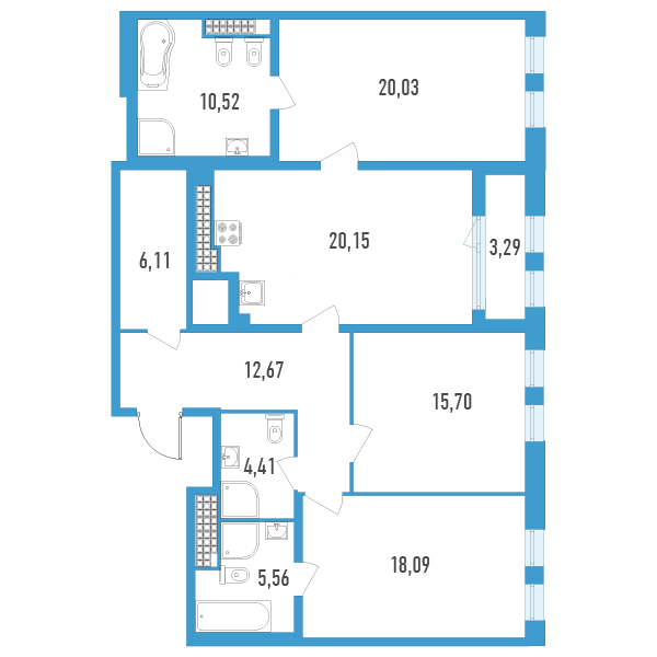 4 ккв (Евро) 116,9 м²